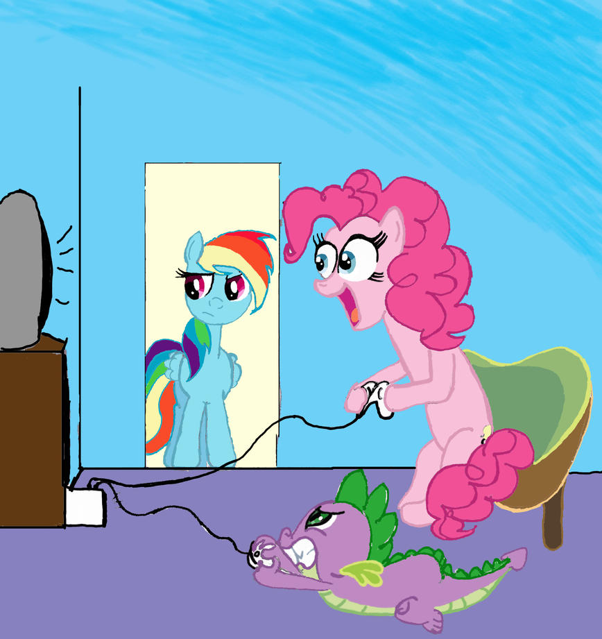 Spike vs. Pinkie Pie: Video Game Brawl! by lefthoovesdash