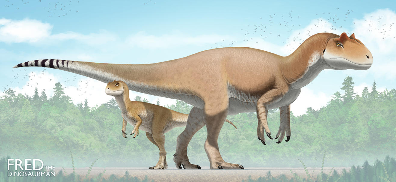 Allosaurus and Infant by FredtheDinosaurman