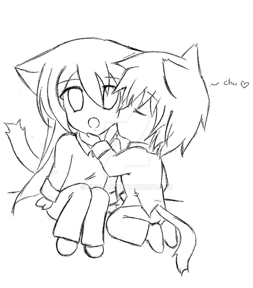 Easy Chibi Couple Coloring Pages