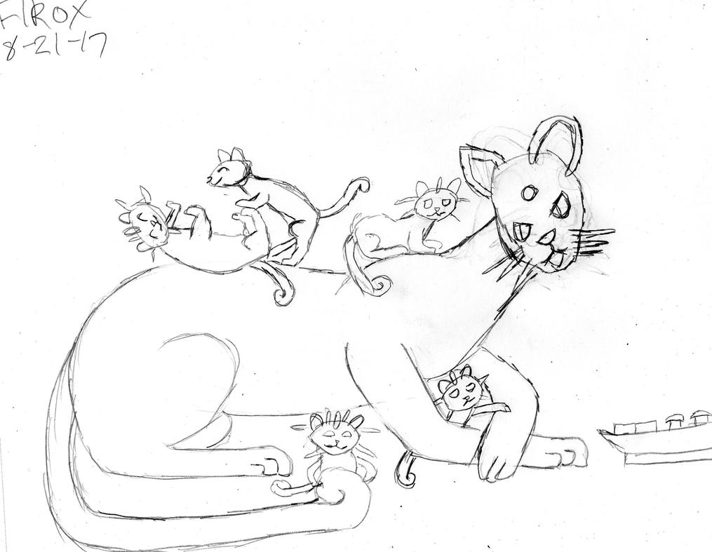 persian_and_kitties__sketch__by_firox_fox-dbkt00r.jpg