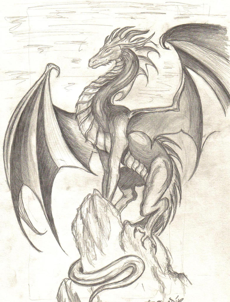 Dragon on a rock by zarrah on DeviantArt